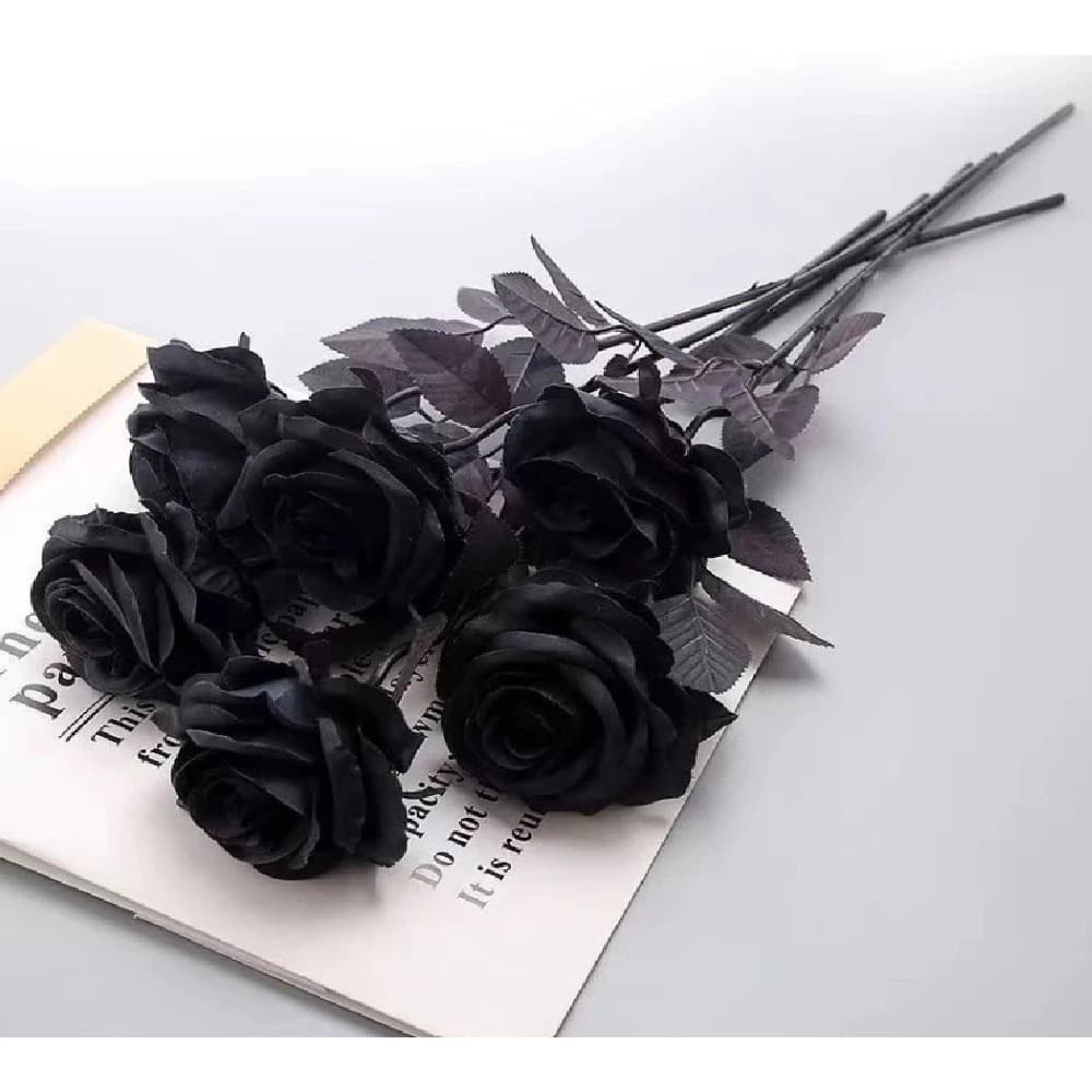 Rosas Negra Buquê Víntage Encanto Gótico Rosas da Meia-Noite Decoração Festas Halloween