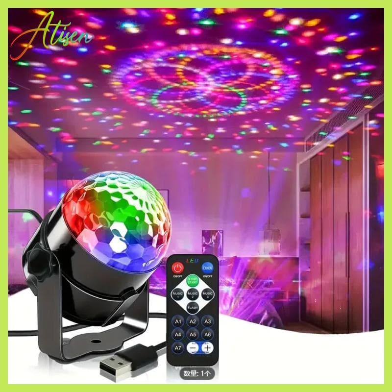 Globo Projetor Led Usb Festa Baladinha Bar Karaoke RGB Com Controle Remoto
