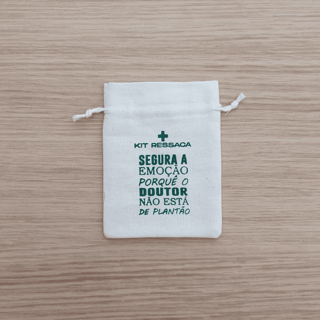 15 Saquinhos 9x12 kit ressaca em algodão cru, para festas, casamentos, formaturas, eventos.