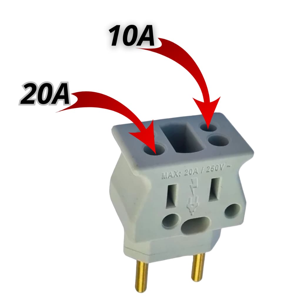 Adaptador Resistente Forno Eletrico Secador De Cabelo Air Fryer Microondas Pino Grosso 20 amperes
