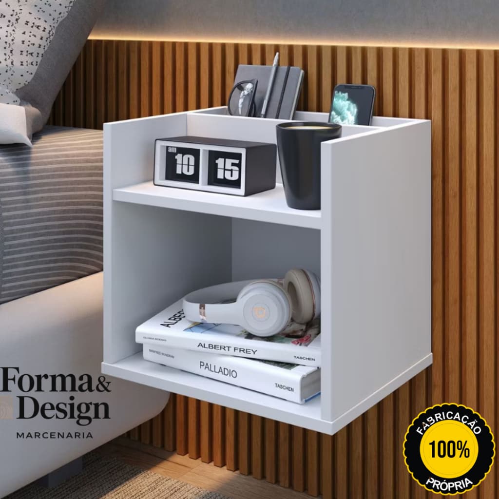 Mesa de Cabeceira Suspensa Mudo Nicho Retro Quarto Madri