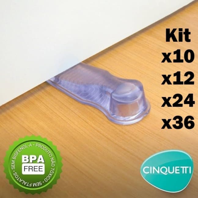kit Aparador Trava Peso Porta Silicone Transparente Kit 10/12/24/36