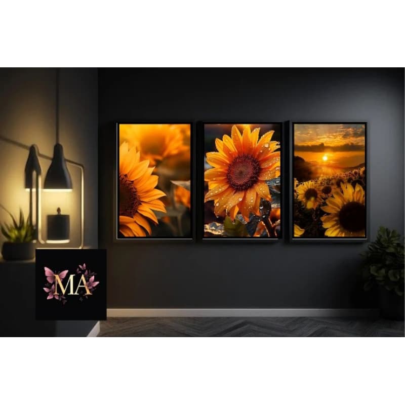Quadros Decorativos Girassol Paisagem Para Sala Quarto Escritório Decoração