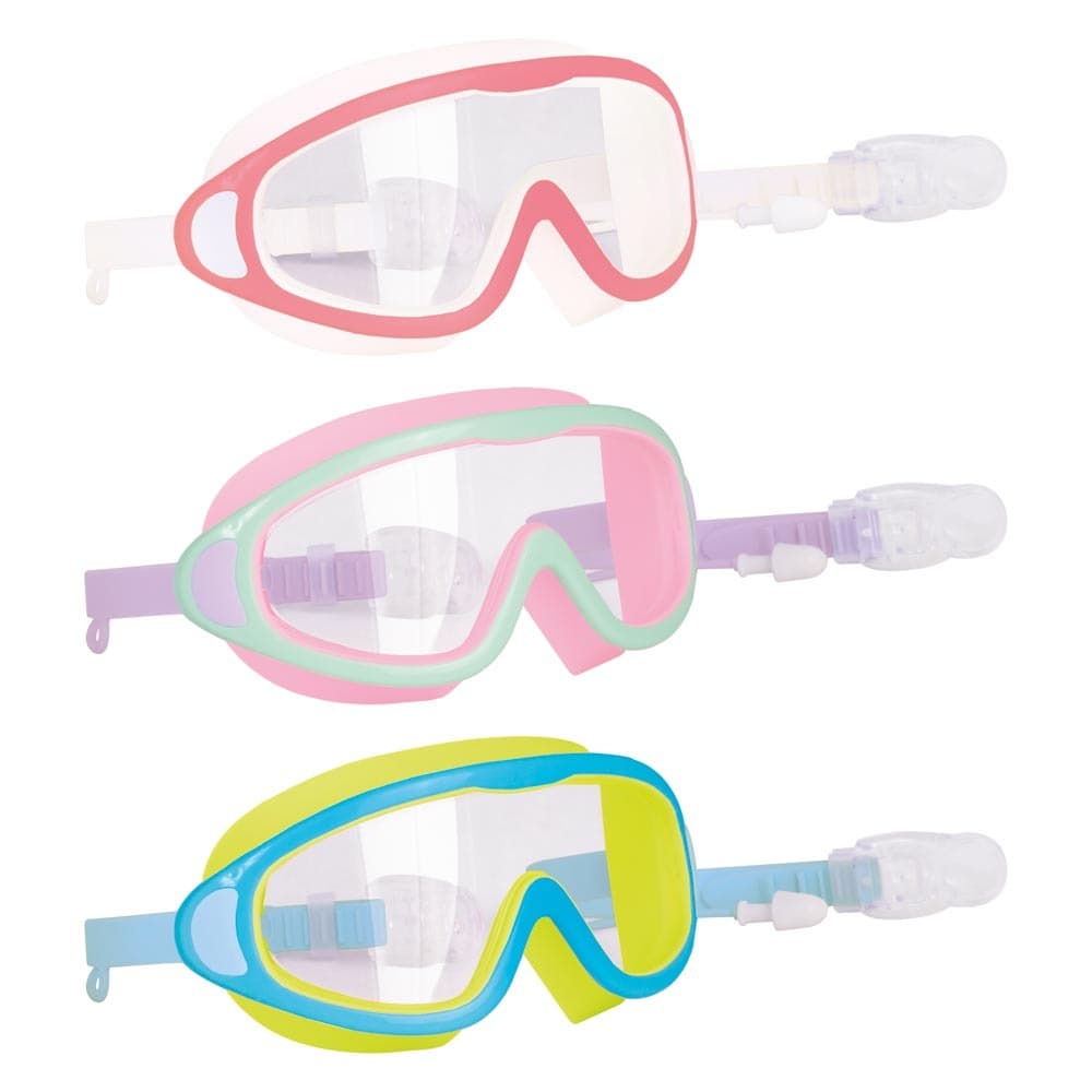 Óculos de natação Infantil com lentes antiembaçante e protetor de ouvido em cores sortidas MOR