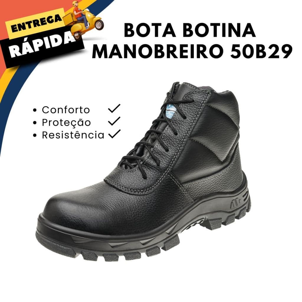Bota Botina Manobreiro Marluvas Couro Bidensidade 50B29 Bico Composite Segurança Conforto