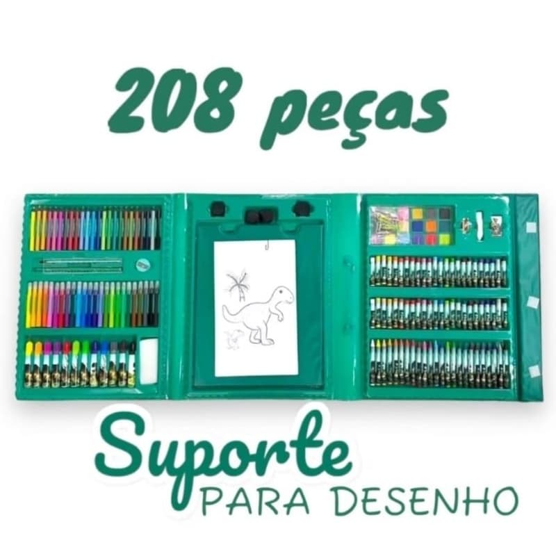 Estojo De Pintura Maleta Infantil Dinossauro 208 Peças
