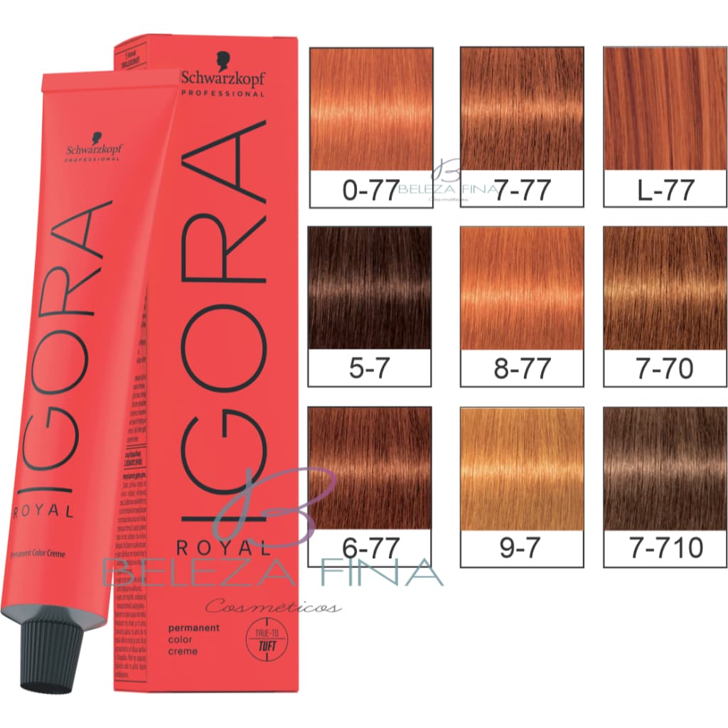 Coloração Profissional Igora Royal 60g - Schwarzkopf - Ruivos - (escolha 0-77 , 5-7 , 6-77 , 7-77 , 8-77 , 9-7 , L-77 )