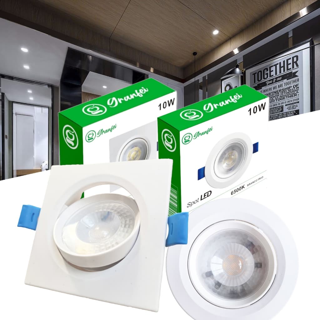 Luminária Led Spot 5W 7W 10W Embutir Quadrado Redondo Branco Preto Branco Frio Neutro Quente Xtronic