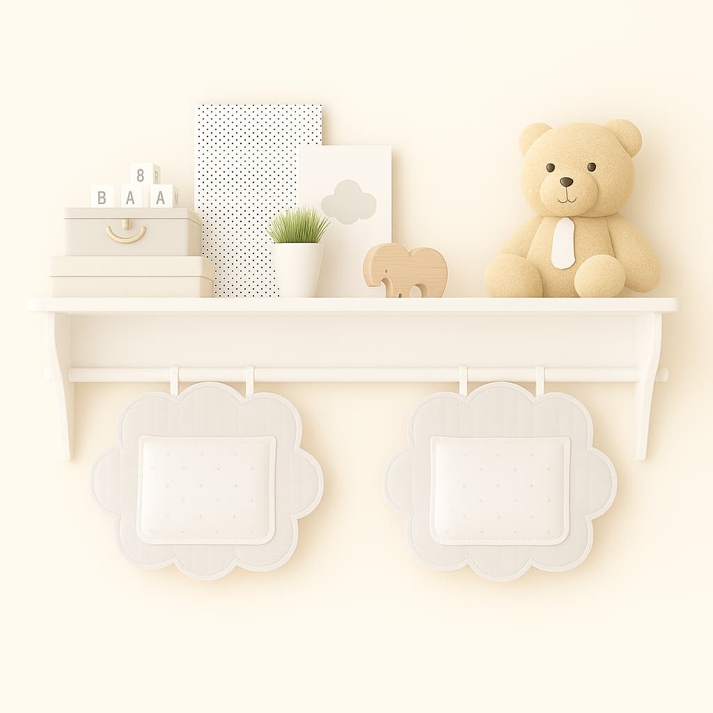 Prateleira Porta Fraldas MDF com Varão | Prateleira Infantil Decorativa para Quarto de Bebê