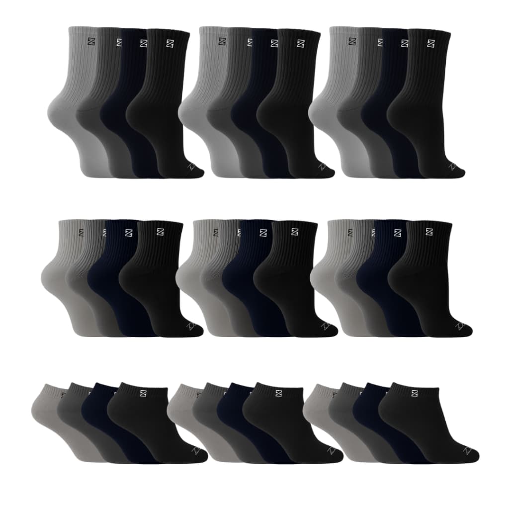 Kit Pares de Meias Zoe Cano Alto Longo Cano curto Soquete Academia Sport Sortido