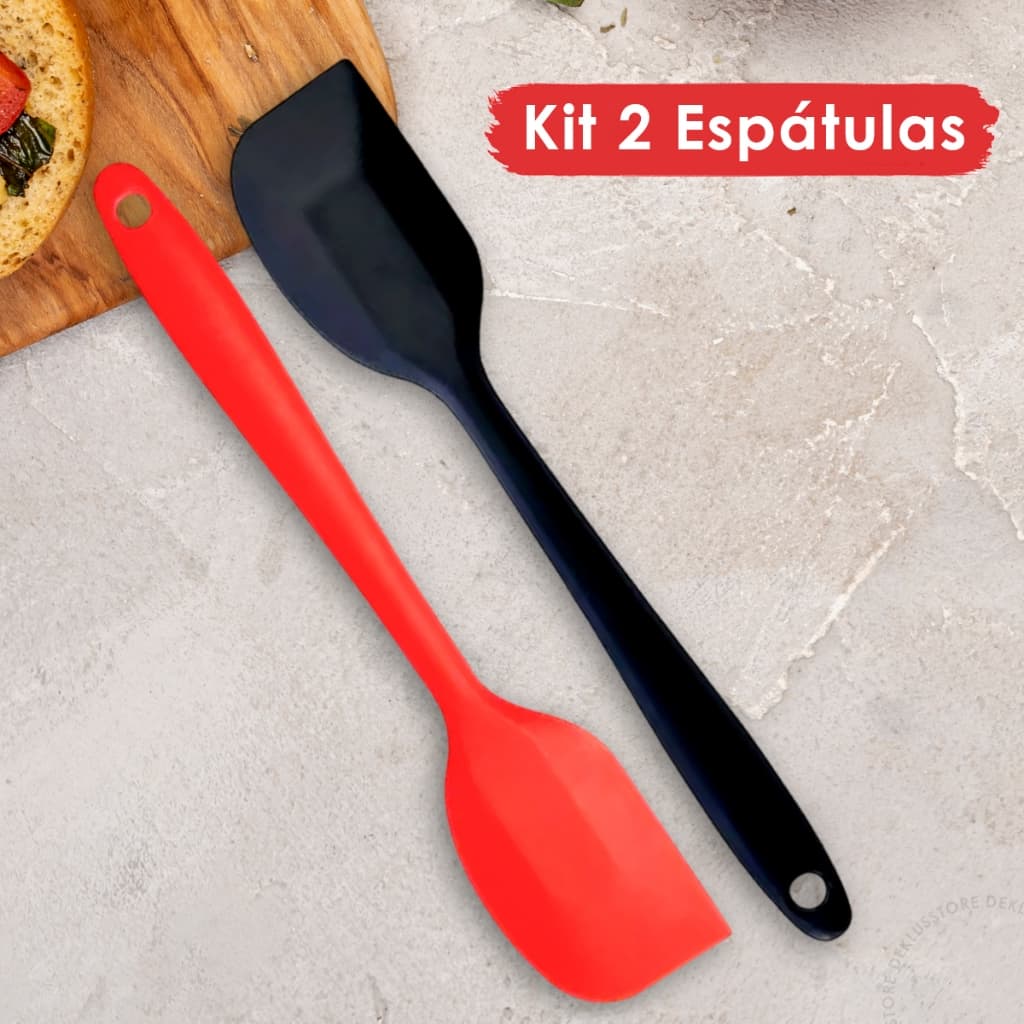Kit 2 Espátulas de Silicone Raspadora Reta Pão Duro Flexível Resistente Antiaderente