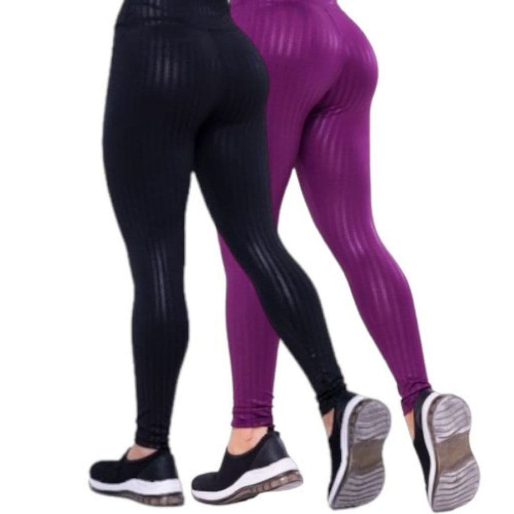 Calça Legging Feminina 3D Cirre Academia Kit Com 2 Calças Fitness Cintura Alta Empina Bumbum
