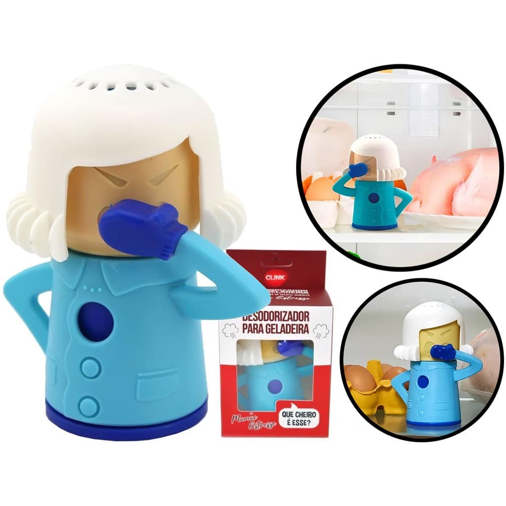 Limpador Geladeira Mamãe Brava - Azul/Branco - 11x13cm