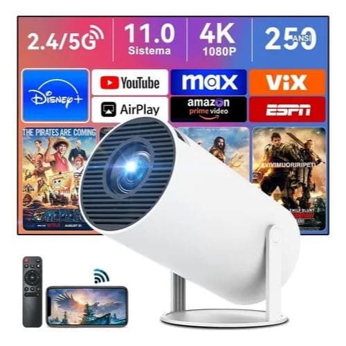 Projetor Interestelar Hy300 Mini Branco Netflix Wi-fi