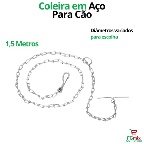 Corrente para Cão Resistente Coleira Reforçada Aço Grossa e Fina Guia Cachorro Pet Gato Metal Ferro