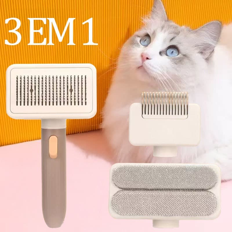 Escova de Pelos 3 EM 1 Para Pet Pente para Animais de Estimação Multiuso