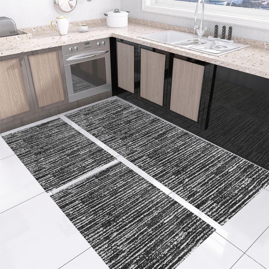 Conjunto 3 Tapetes De Cozinha Kit Passadeira Duna Soft Fogão Pia Geladeira Banheiro Antiderrapante