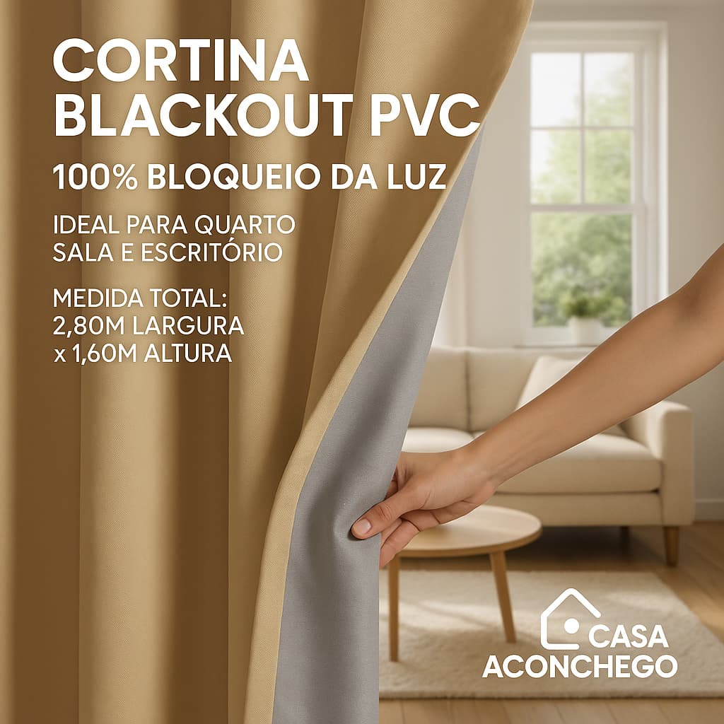 Cortina Blackout PVC Blecaute Corta 100% a Luz 2,80m x 1,60m Quarto Sala Escritório Diversas Cores