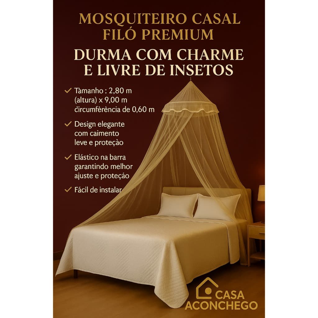 Mosquiteiro Casal com Elástico | Filó Premium Super Resistente – Proteção Contra Mosquitos e Insetos