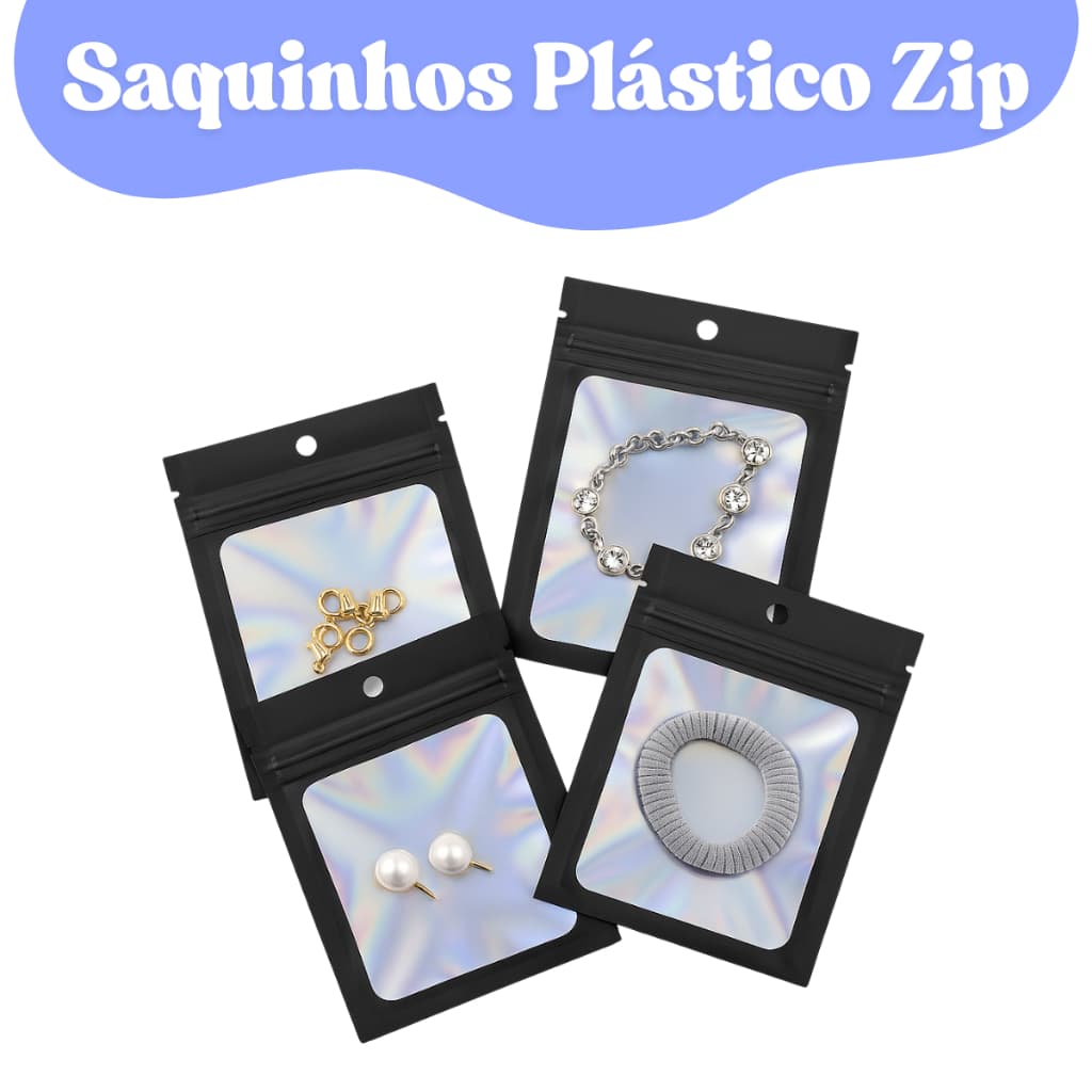 Saquinho Plástico Zip Hermético Embalagem Organizador 2 Tamanhos Diferentes Top Acessórios