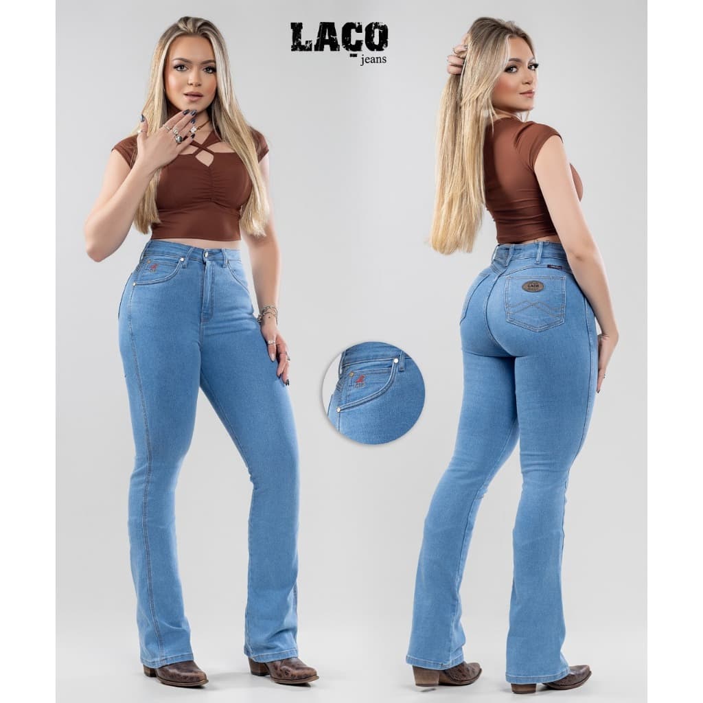 Calça Jeans Feminina Cintura Alta Fler Lycra Premium Country Rodeio Montaria ARIAT