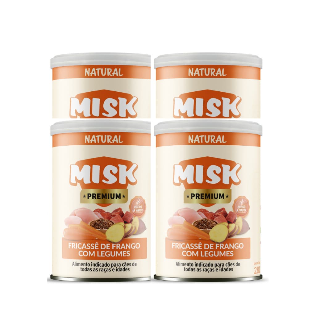 Kit 2 e 4 Latas para Cães de Ração Úmida de Fricassê De Frango Com Legumes