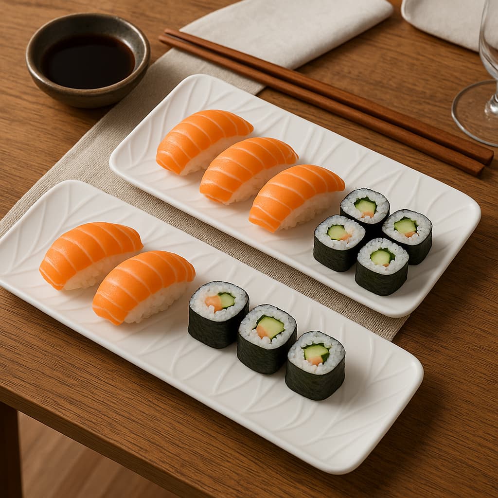 Prato Retangular de Plástico Bandeja para Servir Sushi Aperitivos Doces Travessa Decoração