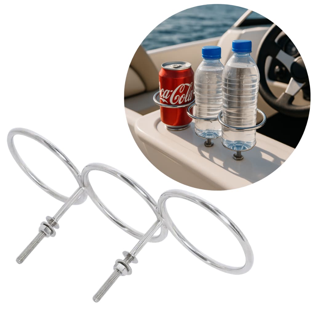 Porta Copos E Triplo Em Aço Inox Modelo Embutir E Sobrepor Copos Térmicos Cervejas Barcos Lanchas