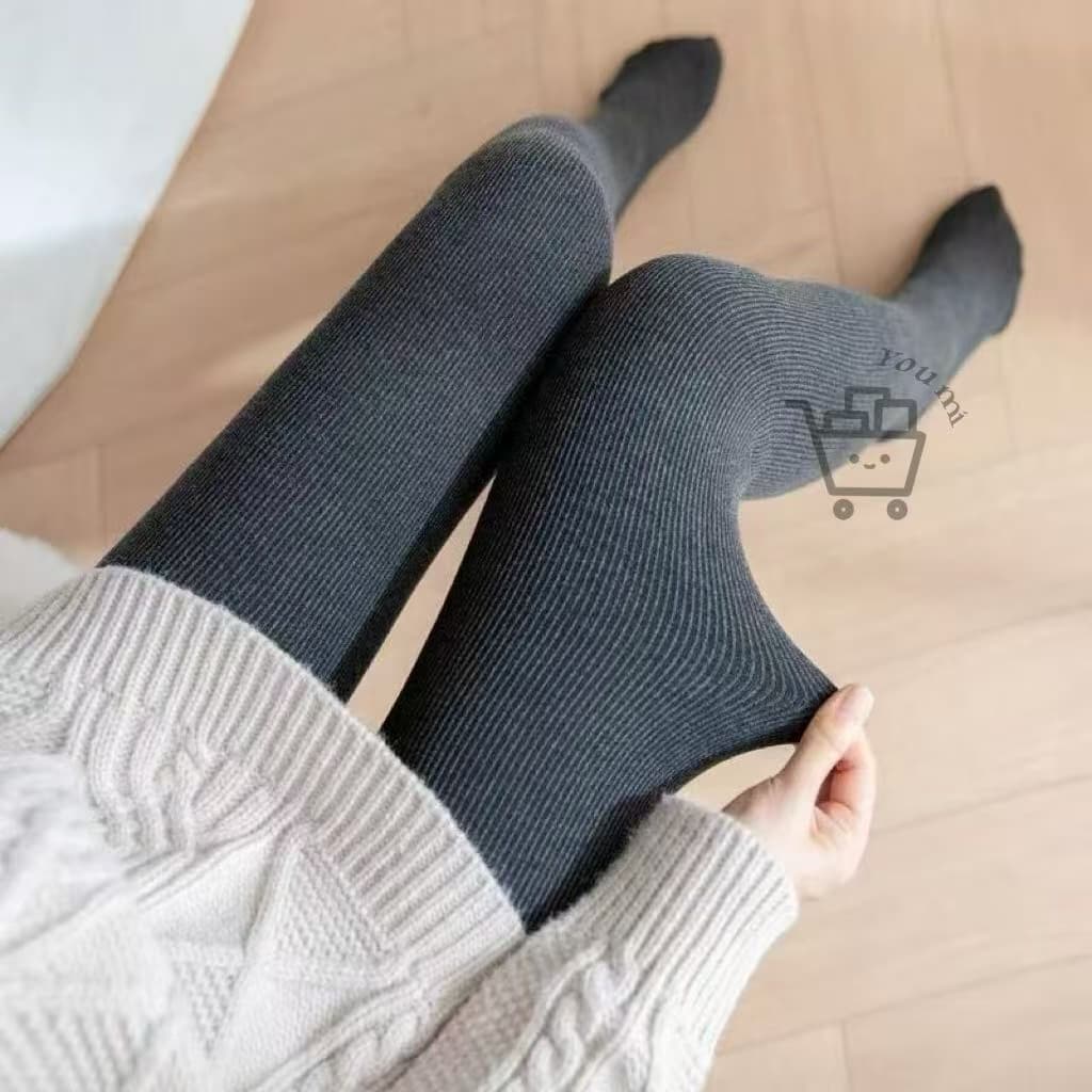Meias Calças Quentes Femininas Outono Listra Vertical Leggings Inverno Algodão Velo Meia-Calça Meias Mulher Lolita Colla