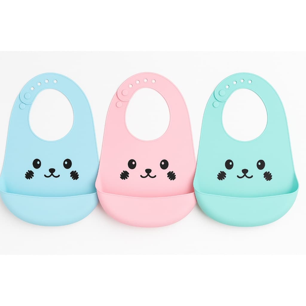 Babador De Silicone Bebê Impermeável Migalha Infantil Unisex Menino Menina
