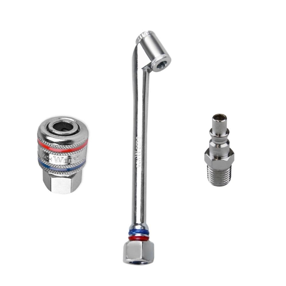 Kit Bico de Encher Pneus C/ Pino + Engate Rápido 1/4 + Conexão