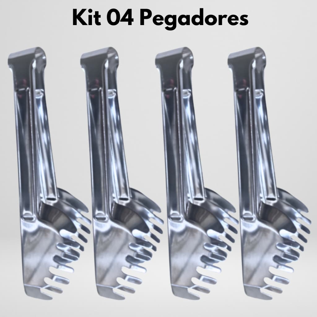 Kit 04 Pegadores de Massa Aço Inox Pegador de Macarrão Cozinha e Restaurante Utensílios de Cozinha