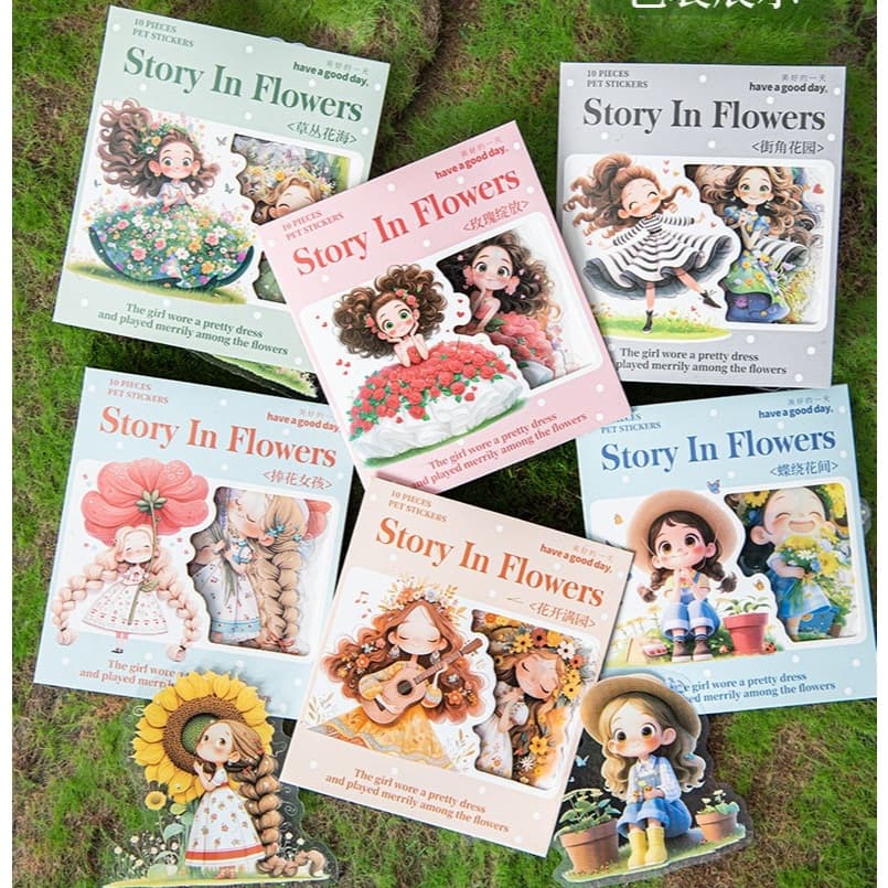 Kit 10 adesivos pet - Story in flowers