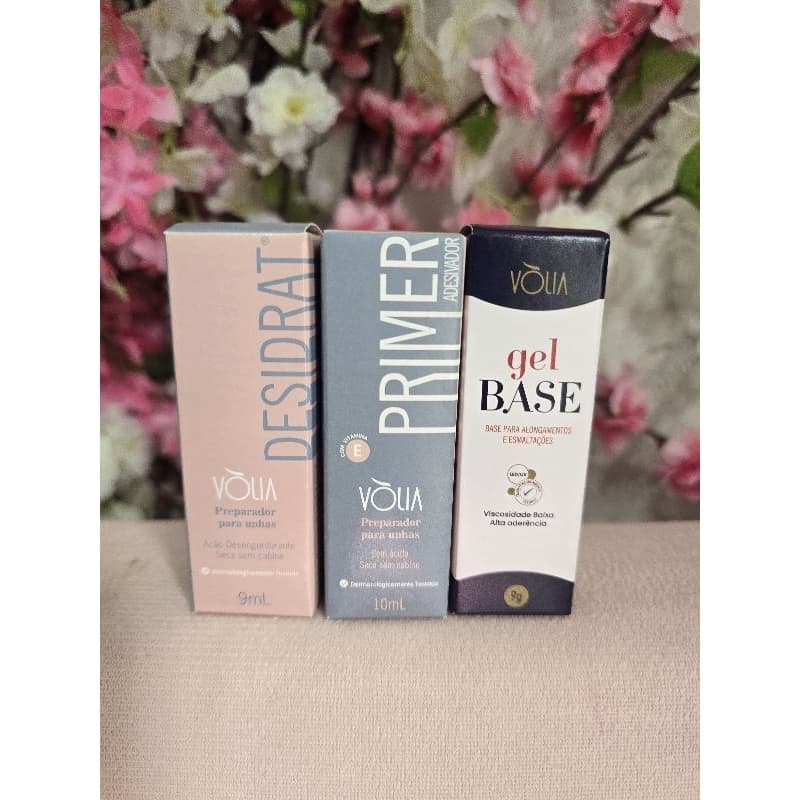 Kit preparadores Volia Desidrat+Primer ácido/sem acido+gel base