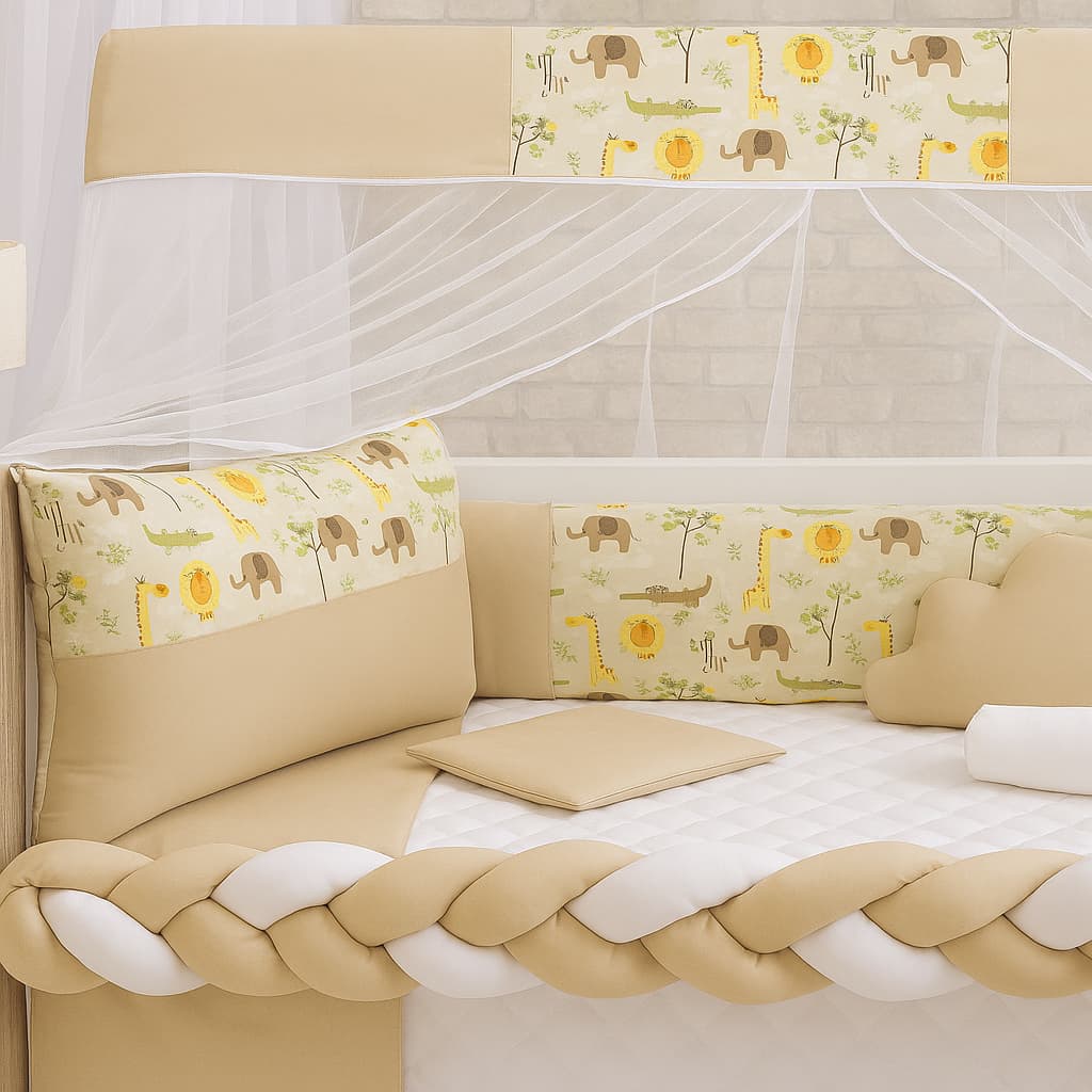 Kit Berço Americano Menina 11 Peças com Trança Protetora Enxoval Completo Conforto e Delicadeza