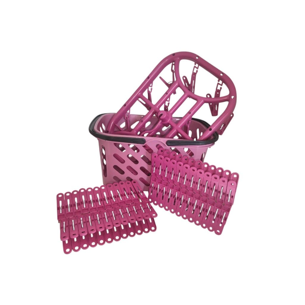 KIT LAVANDERIA, KIT COM PRENDEDORES DE ROUPA ROSA
