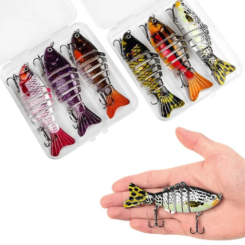 Kit 3 Iscas Artificiais Wobbler Articulada Swimbait Crankbait 10cm 15g + Caixa