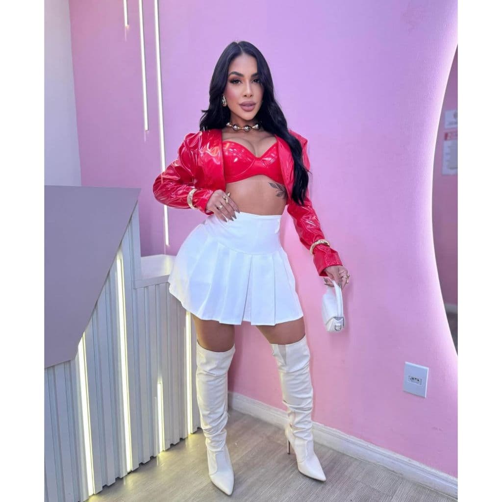 Conjunto Vinil 2 peças Vermelho Moda Balada