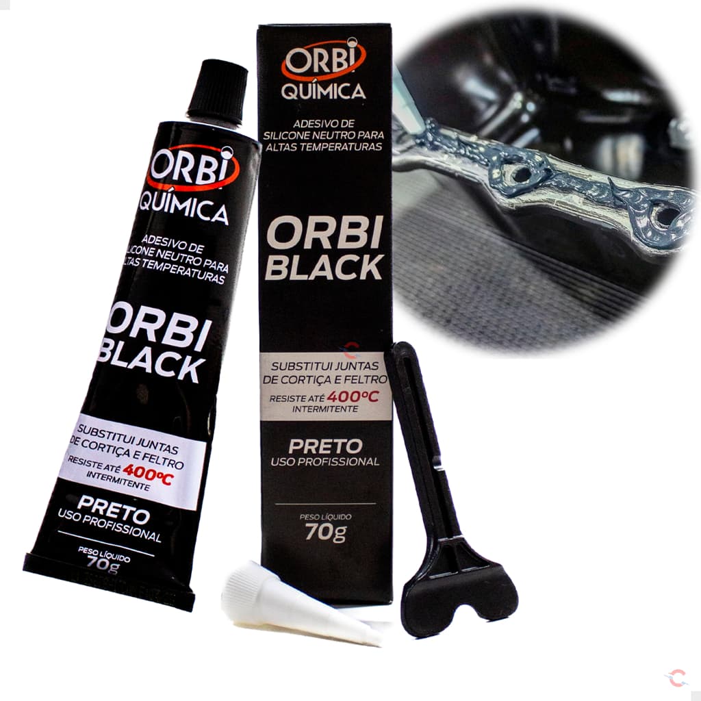 Junta Liquida Selante Cola Adesivo Silicone Motor Orbi Black 70g