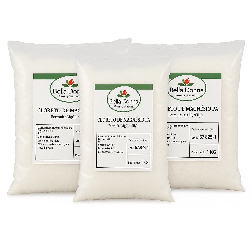Cloreto de Magnésio PA Kit 3 Pacotes de 1kg • Total 3kg • Alta Pureza - Bella Donna