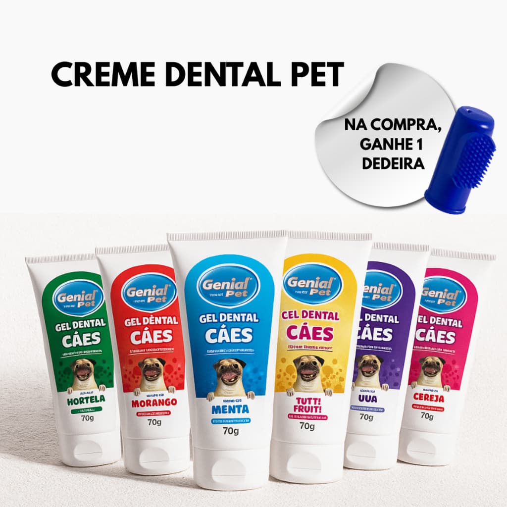 Creme Dental para cachorro Pasta de Dente Higiene Bucal