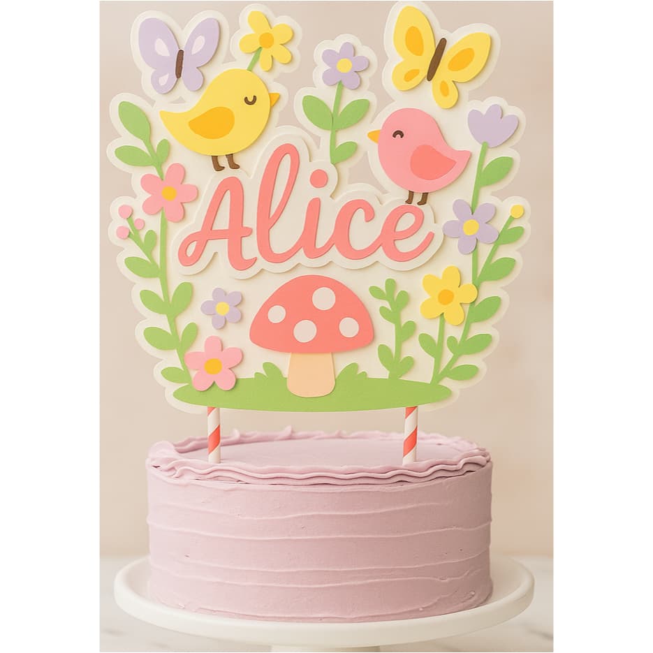 Topo de bolo personalizado Jardim encantado/Topper de bolo personalizado Jardim Encantado