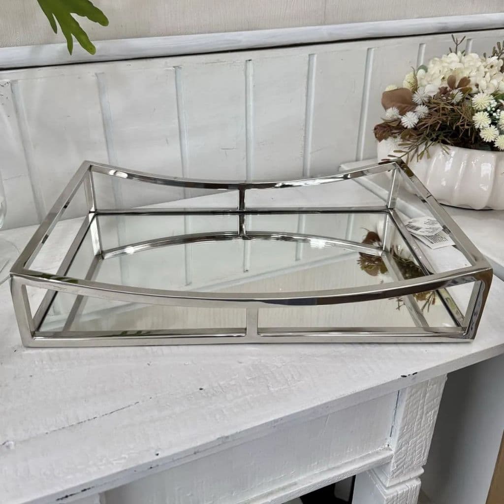 Bandeja Decorativa De Inox Com Vidro Fracalanza