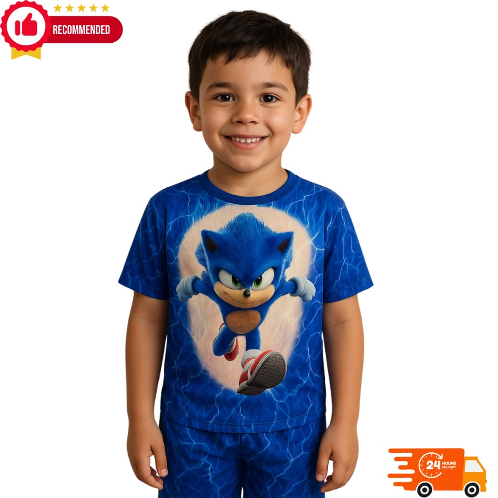 Fantasia Sonic Infantil Menino Com Máscara -  Envio Imediato