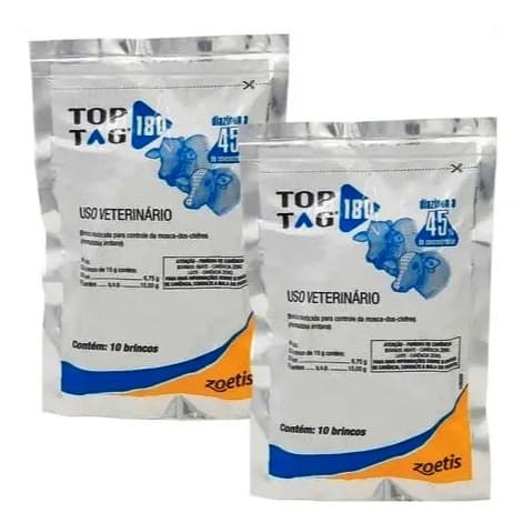 Brinco Bovino Mosquicida Zoetis Completo Top Tag 180 Com Diazinon Para Boi, Vaca, Cabritos e Ovelhas