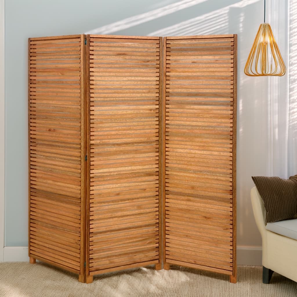 Biombo Divisor de Ambientes Decorativo de Madeira 3 Folhas Ripado Sanfonado DkadiDecor