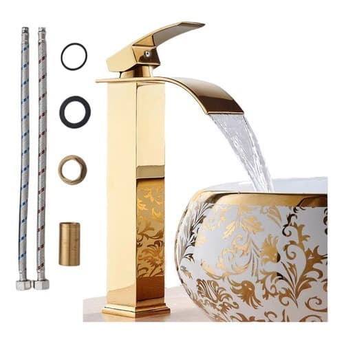 Torneira De Luxo Quente e frio Banheiro Lavabo cuba Cascata Monocomando Preta Fosca ou Dourada Com mangueira Bica Alta