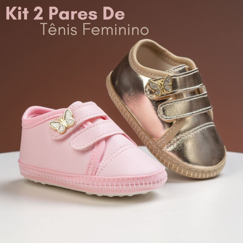 Kit Dois Pares Infantil Menina Confortável Borboleta Feminina Criança Promoção BellaLis Original