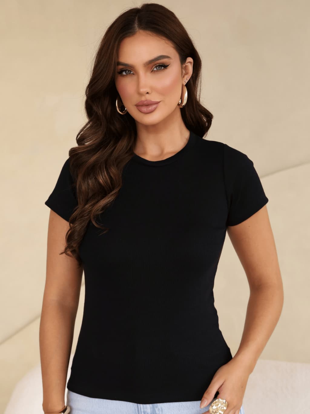 Camiseta Feminina Blusa Baby Look Canelada T-shirt Malha Algodão Premium