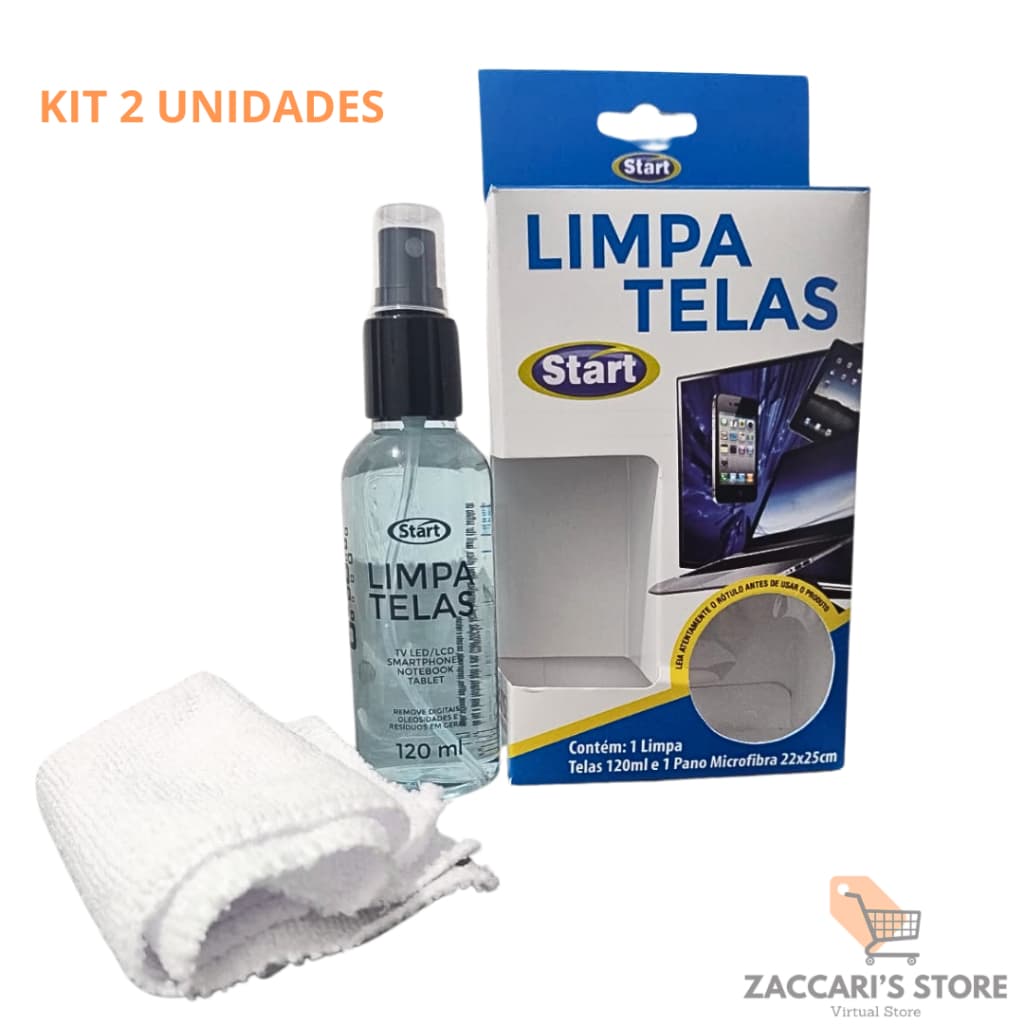 Kit 2 Limpa Telas + Flanela Celular Televisão Computador Telas em Geral Flanela 120ml